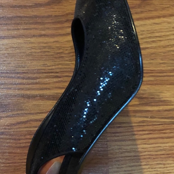 NINA Black Glitter Slingback Heels S9.5 - Picture 6 of 8